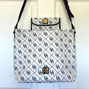 Dooney & Bourke DB Logo Navy White Large Shoulder Bag & Matching Wallet. NWT